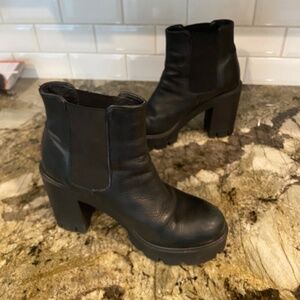 Black Chunky Lug Sole Platform Boots Chelsea Italy